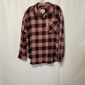 Scotch & Soda Checkered Shirt Maroon and Blush Women’s Medium